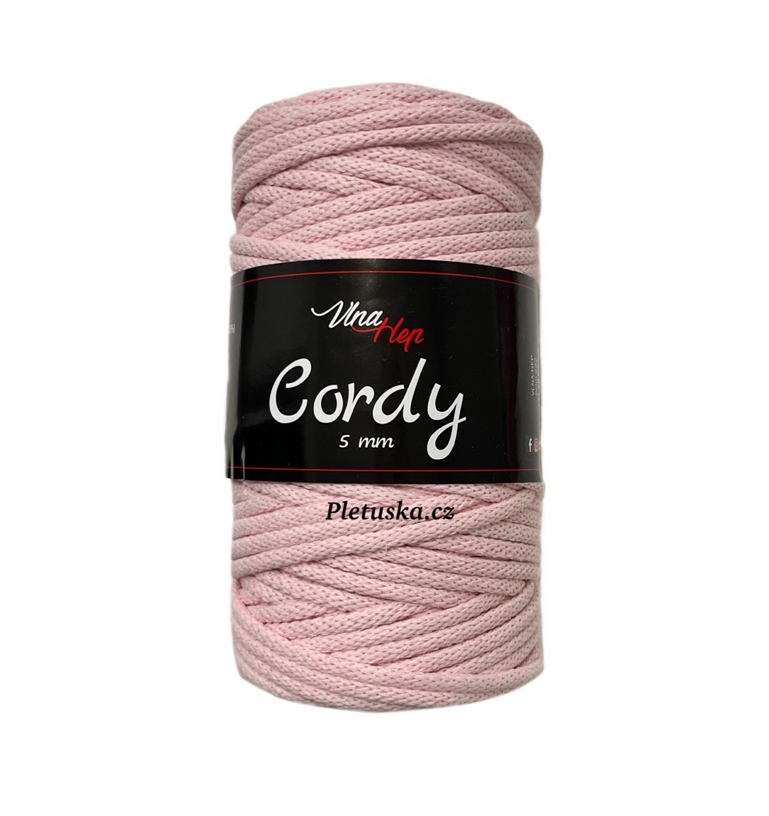 Cordy 5 mm světle růžová 8004