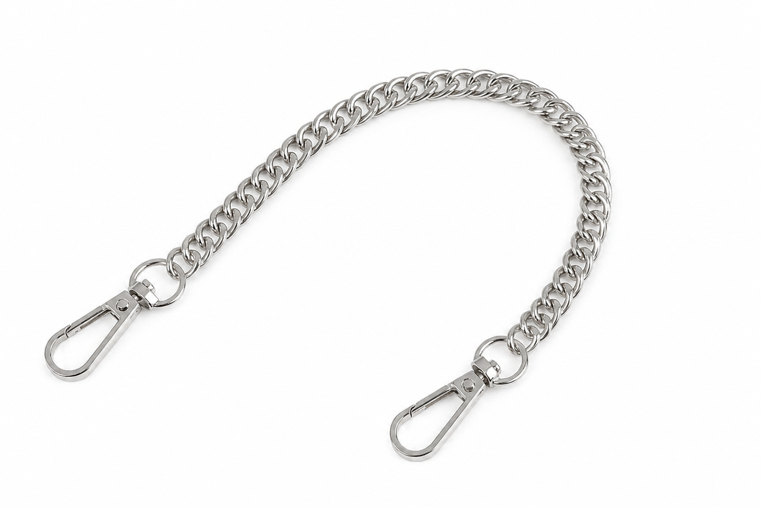 Řetízek – ucho na kabelku s karabinami nikl 21,5 cm