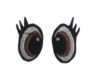 Vyšívané oči hnědé s řasami - 3x1,5 cm