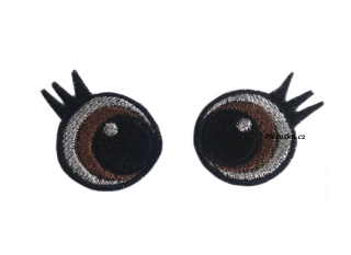 Vyšívané oči hnědé s řasami - 3 cm
