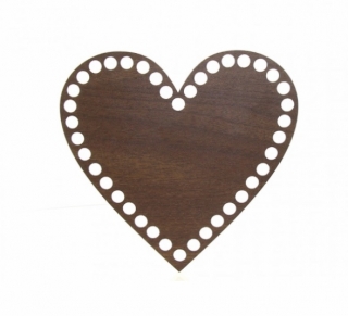 Dřevěné dno srdce - 15 cm (walnut)